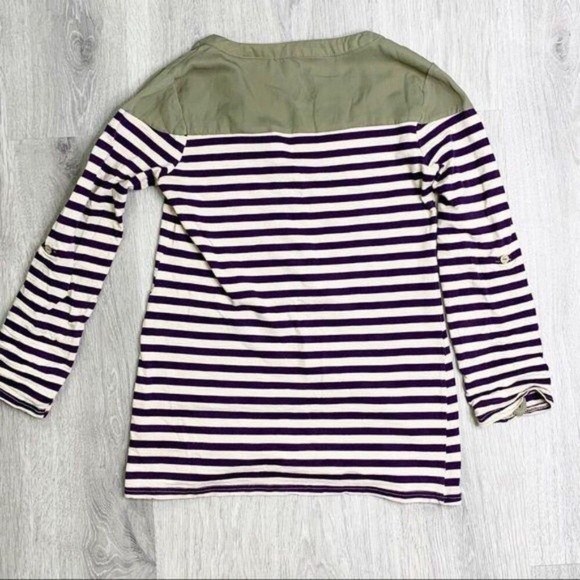 BKE Striped Henley Olive & Deep Purple Size Small - Picture 2 of 7